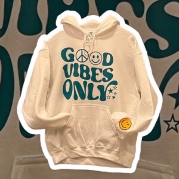Good Vibes Only Hoodie,Smiley Face,Smiley Hoodie,chenille patch,trendy hoodie - Picture 4 of 5